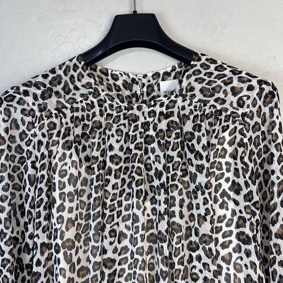 Maeve Anthropologie Top Size Large Leopard Print Flowy Blouse Balloon Sleeve - Picture 5 of 10